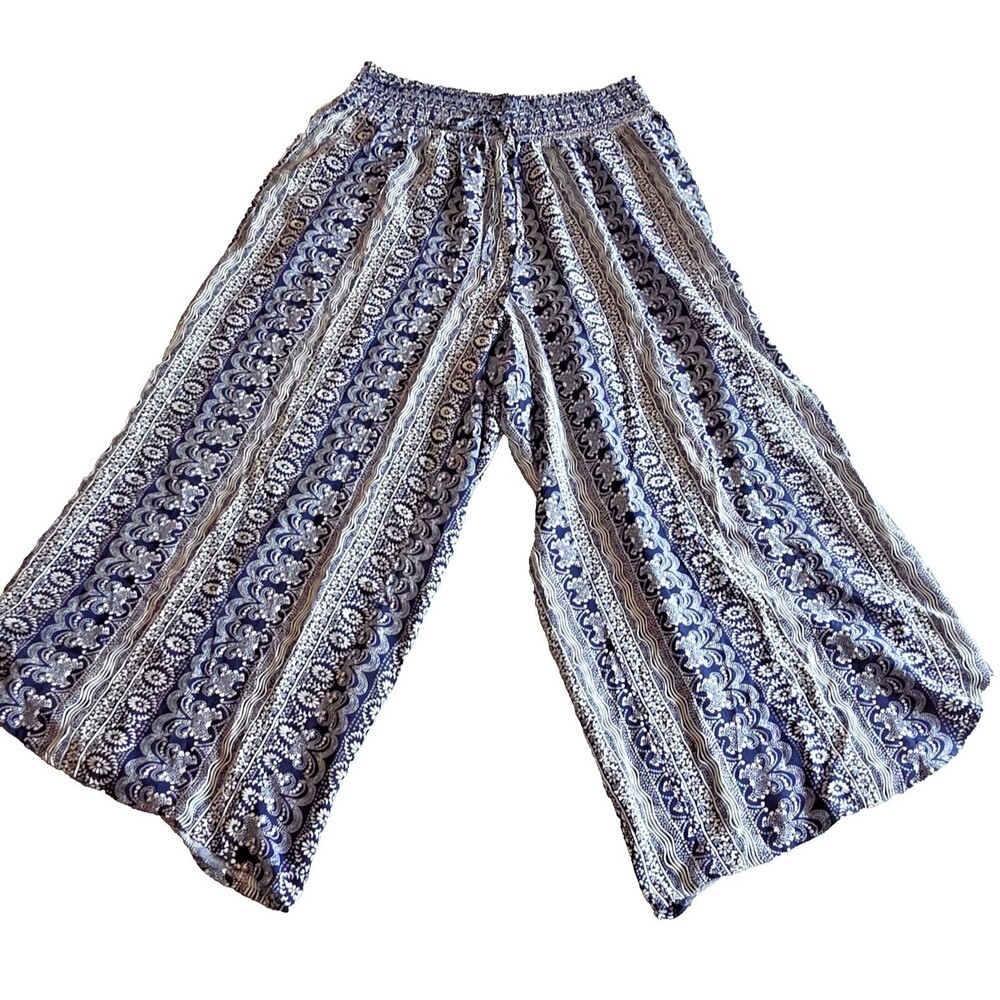 BloomChic Womens 18/20 Boho Wide Leg Palazzo Pants Flowy Resortwear Pockets